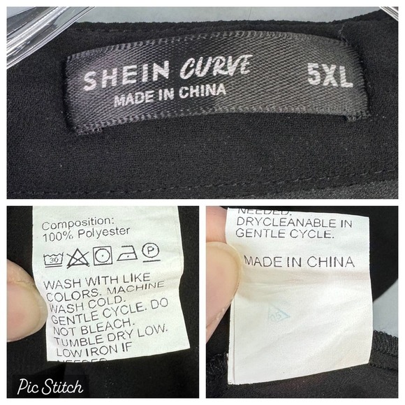 Shein Curve Floral Embroidered Yoke Dip Hem Sheer Black Button Up Blouse Size 5X - Picture 7 of 12